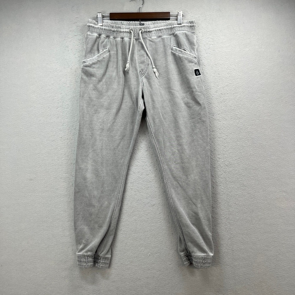 Volcom Joggers Mens Small Gray Acid Wash Fleece Sweatpants Skate Loungewear
